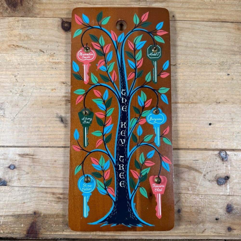 VTG 1967 Berggren Trayner "The Key Tree" Wood Key Rack Scandinavian Folk Art